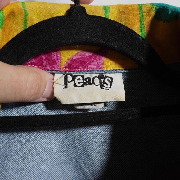 VTG 80s 90s Patchwork Denim Vest Floral Patches Bright Flowers USA Made Boho S - Picture 2 of 6